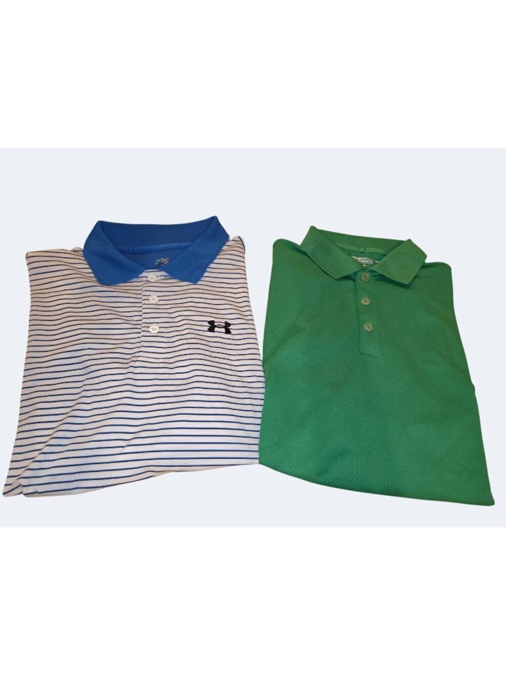 Under Armour Striped Blue White Polo Shirt  Nike Golf Green Polo Shirt Size M